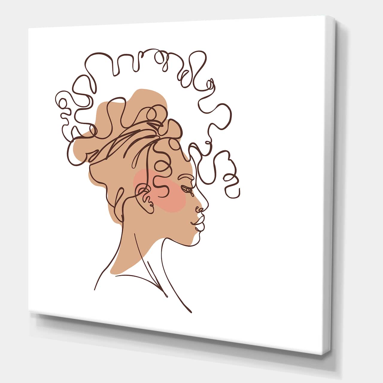Designart - One Line Portrait of African American Woman I - Modern Canvas Wall Art Print